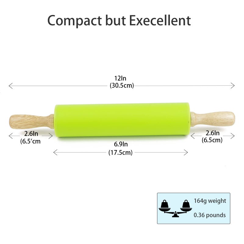 Remeel Silicone Rolling Pin for Baking Non-stick Rolling Pin Dough Roller Wooden Handle Kitchen Accessories Pastry Roller - Image 2